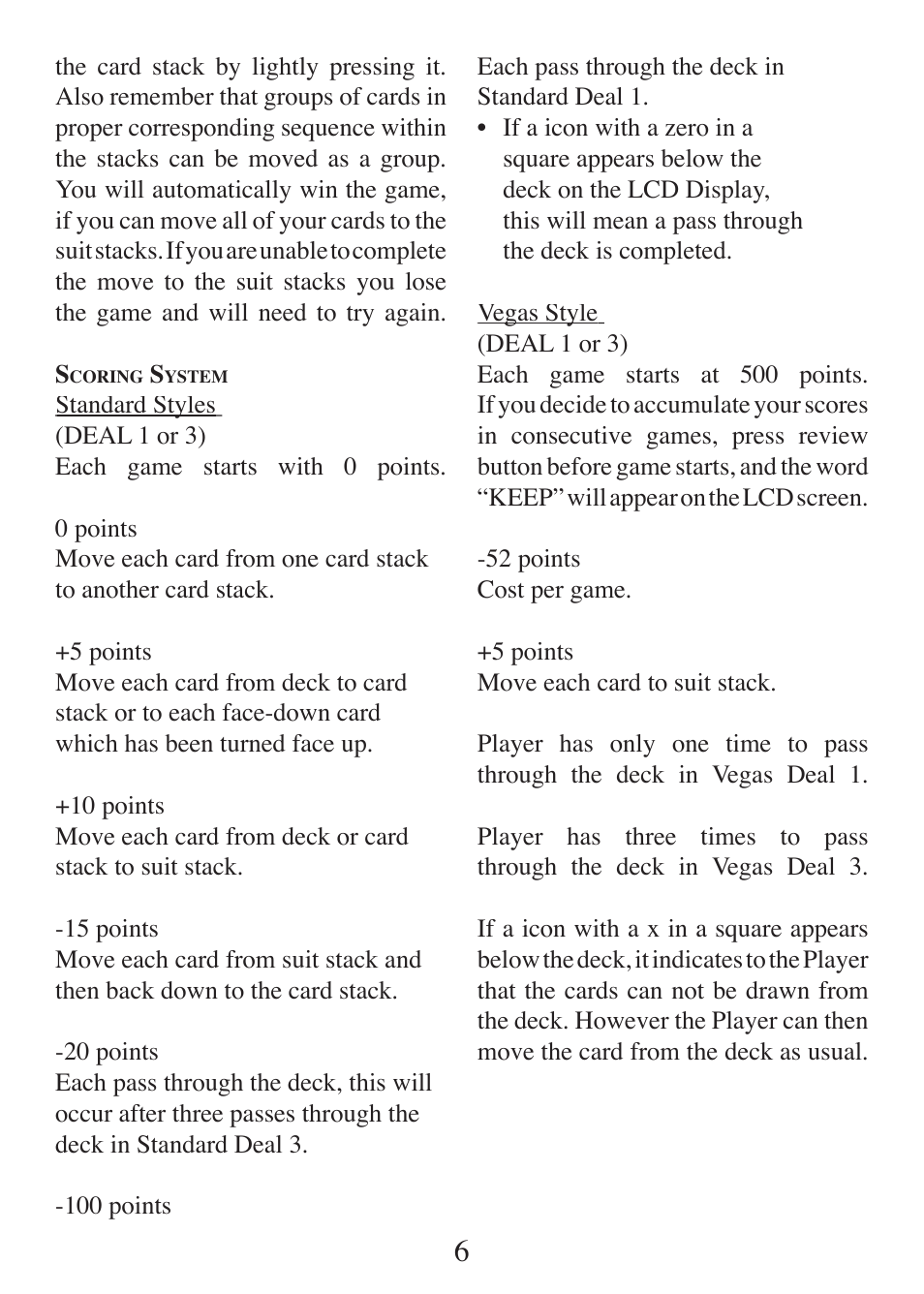 EXCALIBUR ET470 Einstein Touch Solitaire User Manual | Page 6 / 12