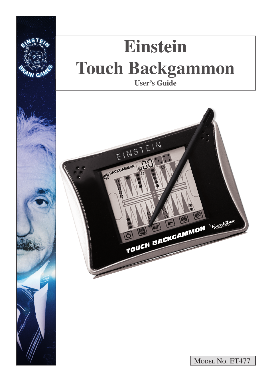 EXCALIBUR ET477 Einstein Touch Backgammon User Manual | 12 pages