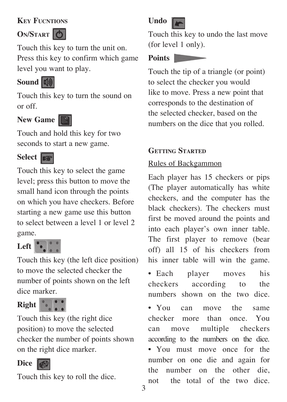 EXCALIBUR ET477 Einstein Touch Backgammon User Manual | Page 3 / 12