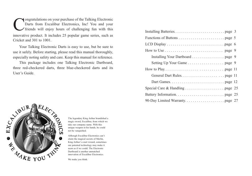 EXCALIBUR PL13-2 Talking Electronic Dartboard User Manual | Page 2 / 15