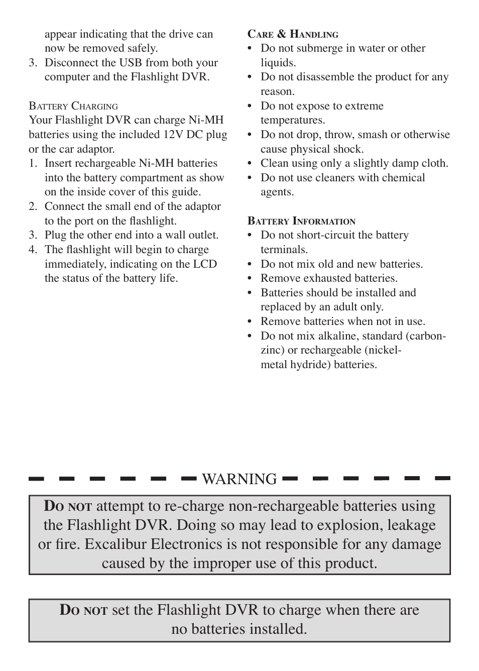 EXCALIBUR H652 Roadside Digital Video Recorder & Flashlight User Manual | Page 6 / 8