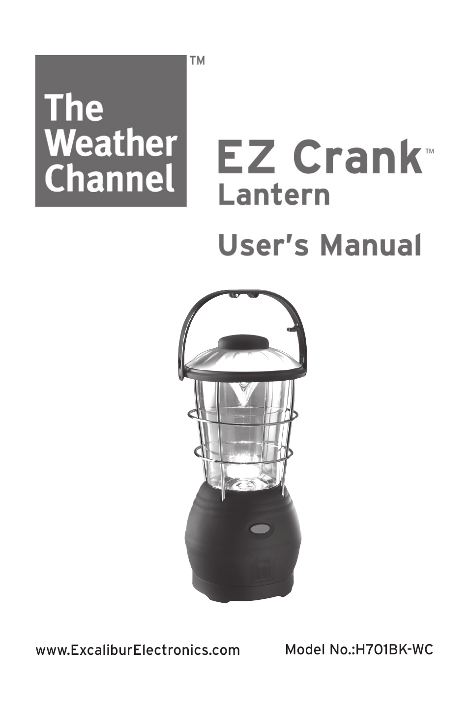 EXCALIBUR H701BK-WC TWC EZ Crank Lantern User Manual | 3 pages