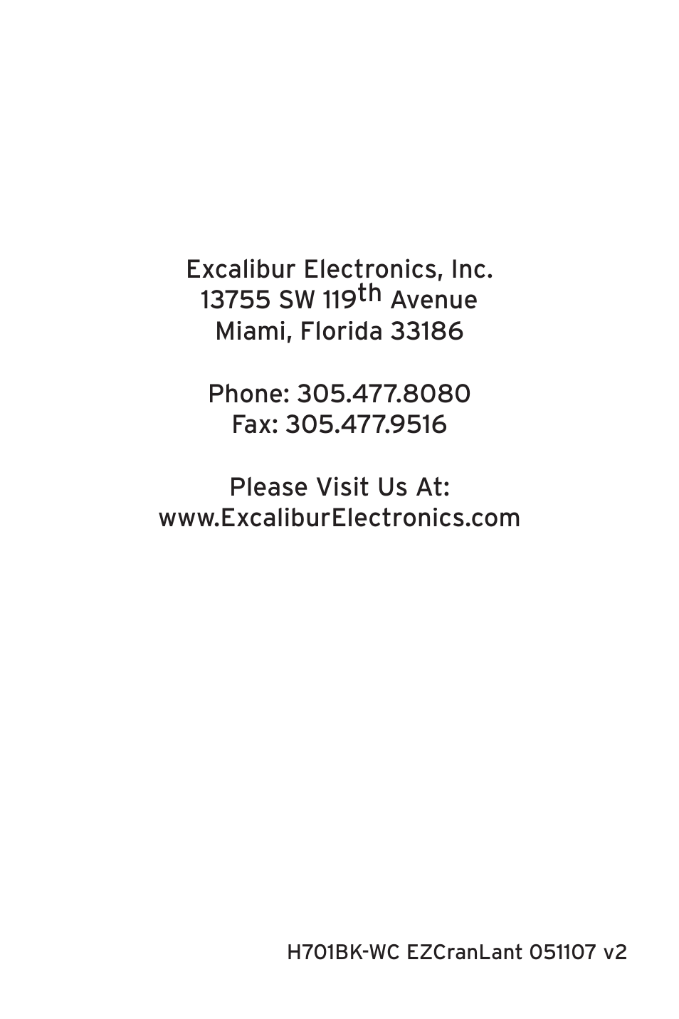 EXCALIBUR H701BK-WC TWC EZ Crank Lantern User Manual | Page 3 / 3