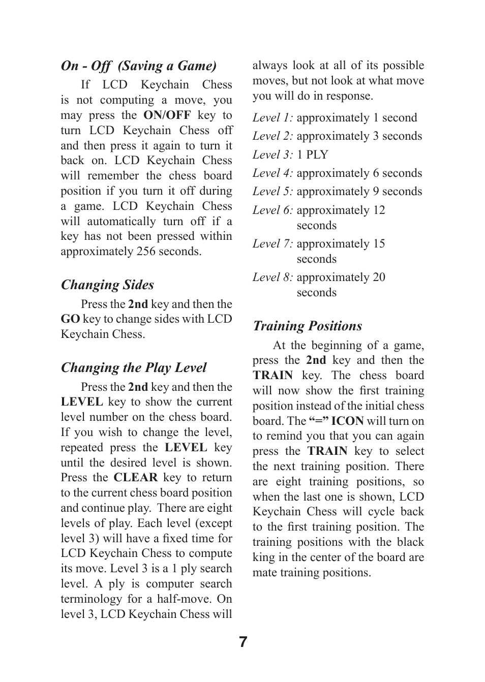 EXCALIBUR 410K-CS LCD Keychain Chess User Manual | Page 7 / 13