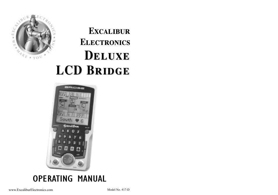 EXCALIBUR 417-D Deluxe LCD Bridge User Manual | 5 pages