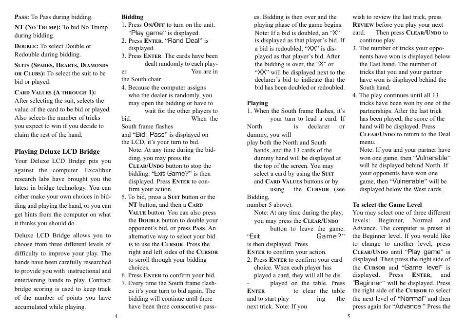 EXCALIBUR 417-D Deluxe LCD Bridge User Manual | Page 3 / 5