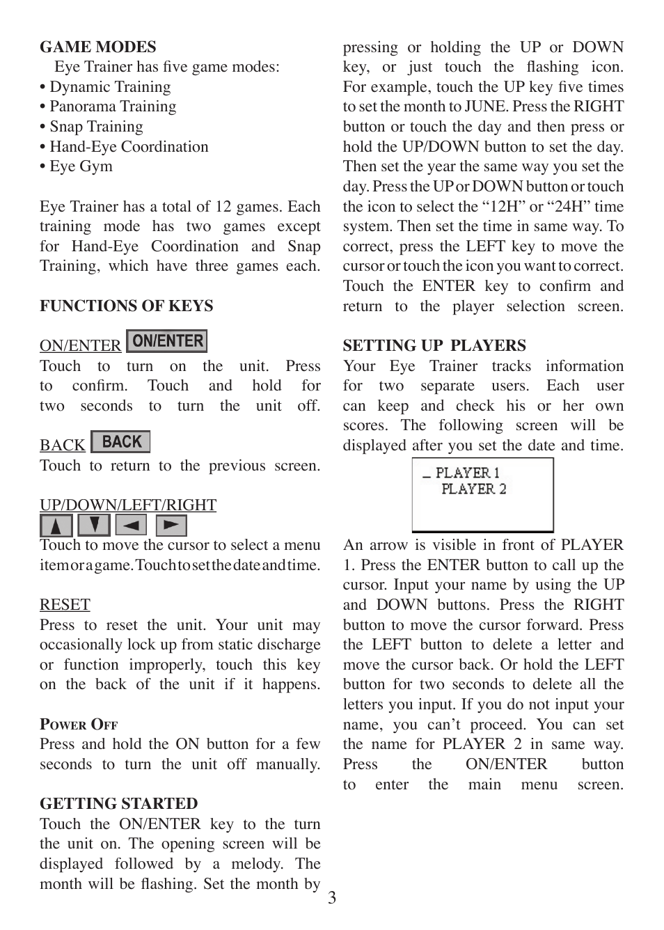 EXCALIBUR 451 Touch Screen Eye Trainer User Manual | Page 3 / 16