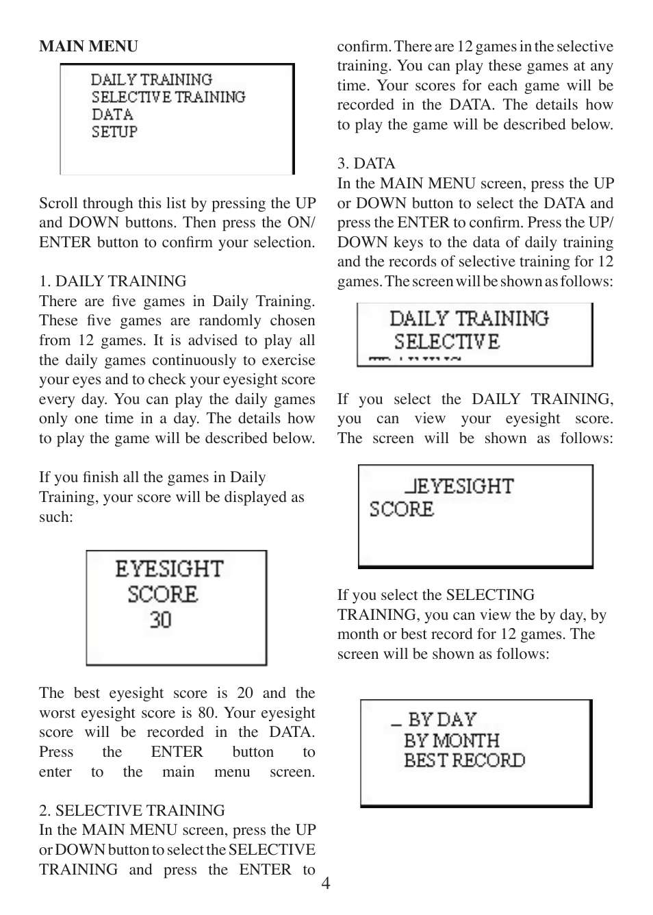 EXCALIBUR 451 Touch Screen Eye Trainer User Manual | Page 4 / 16