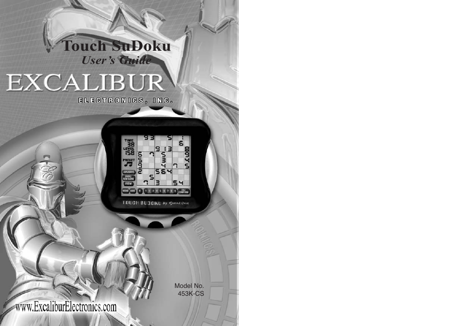 EXCALIBUR 453K Executive Touch Sudoku User Manual | 7 pages