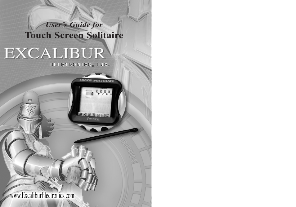 EXCALIBUR 470-ET Touch Screen Solitaire User Manual | 9 pages