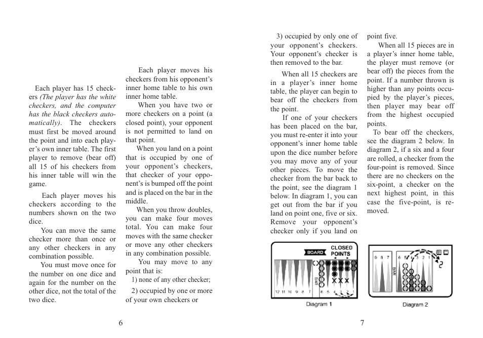 Getting started with touch screen backgammon | EXCALIBUR 477-ET Touch Screen Backgammon User Manual | Page 4 / 7