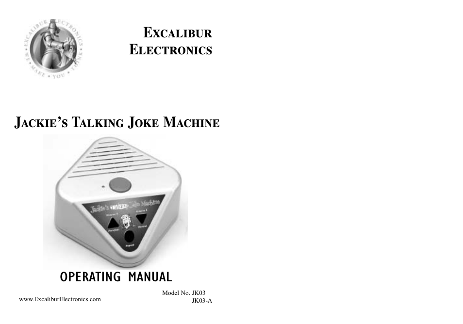 EXCALIBUR JK03 Talking Joke Machine User Manual | 5 pages