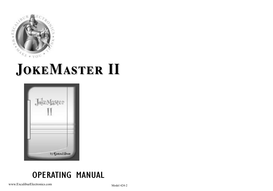 EXCALIBUR 424-2 Joke Master II User Manual | 5 pages