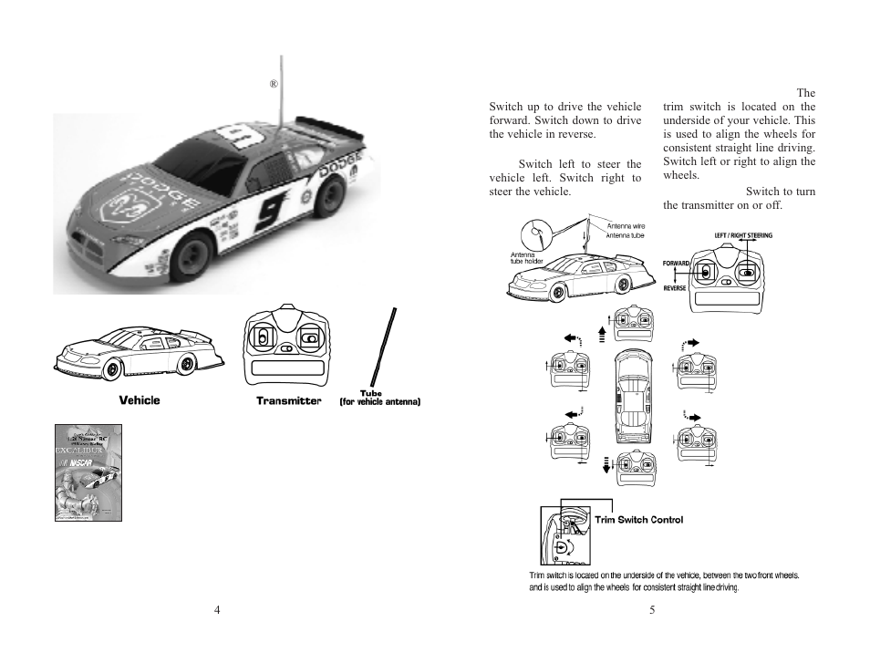 What is included with 1:20 nascar, Functions of buttons | EXCALIBUR 9507-9 NASCAR Kasey Kahne No. 9 Radio Control Car 1:20 Scale User Manual | Page 3 / 7