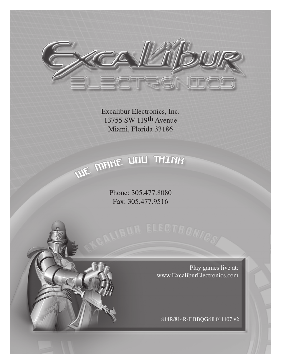 EXCALIBUR 814R BBQ Grill User Manual | Page 3 / 3