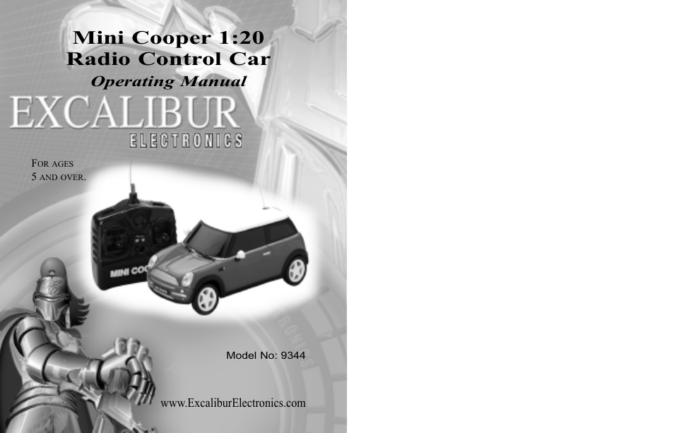 EXCALIBUR 9344-B 1:20 Scale Mini Cooper Blue - 27 MHz User Manual | 6 pages