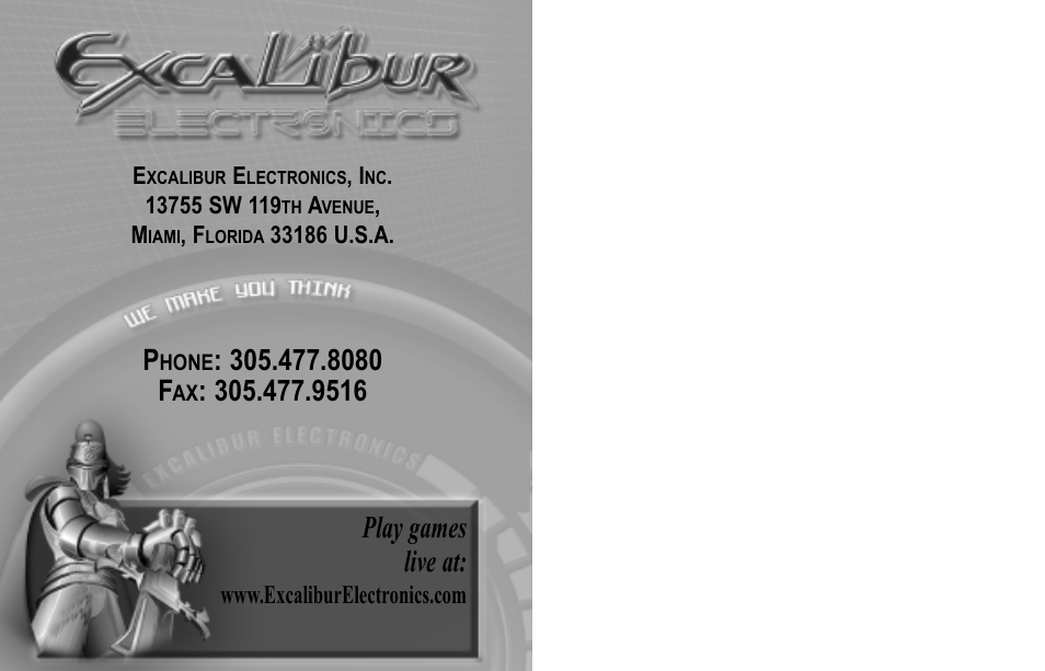 Play games live at, 8080 f | EXCALIBUR 9344-B 1:20 Scale Mini Cooper Blue - 27 MHz User Manual | Page 6 / 6