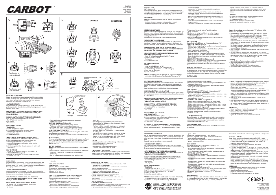 EXCALIBUR EI-ET91200PD Carbot Radio Control Robot Warrior User Manual | 1 page