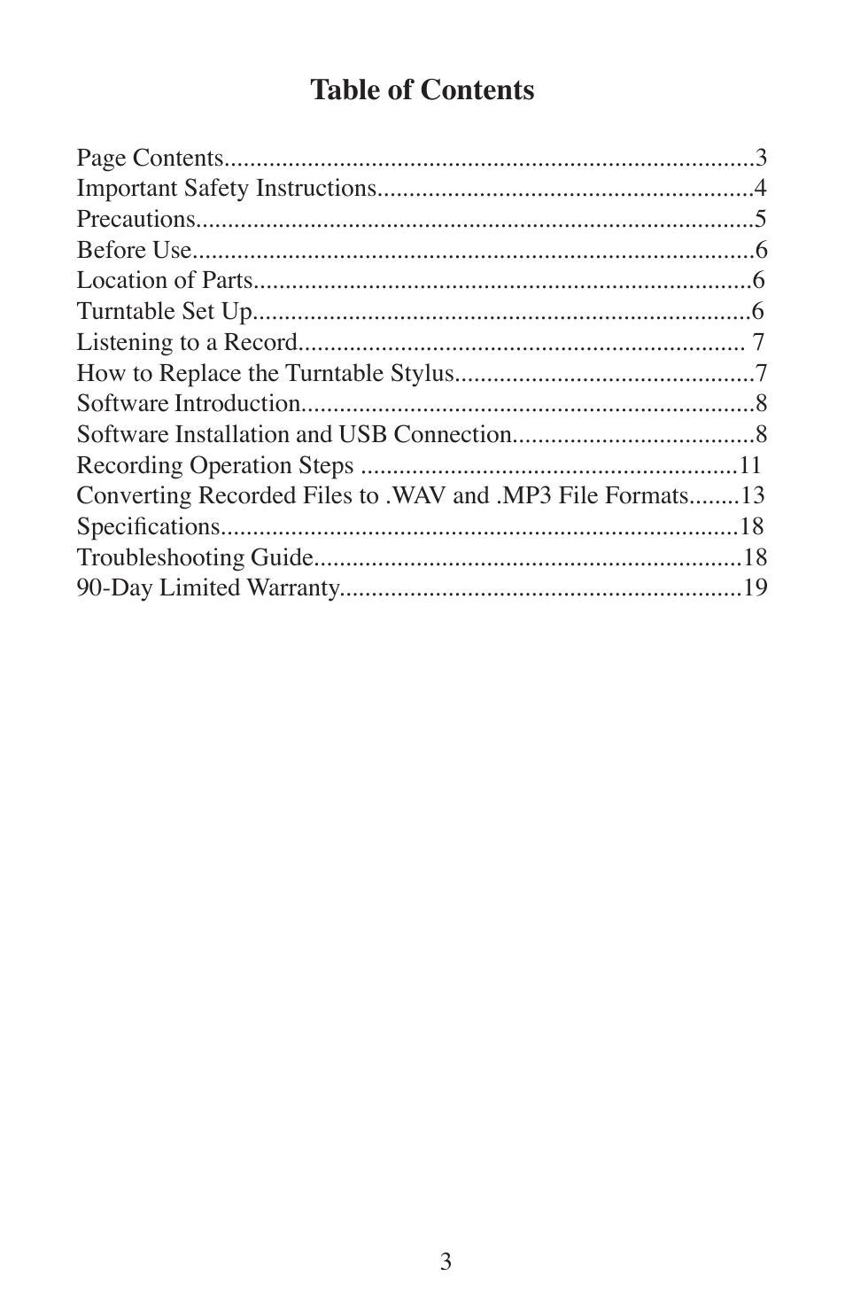 EXCALIBUR 491 SoundMaster Classic USB Turntable User Manual | Page 3 / 20