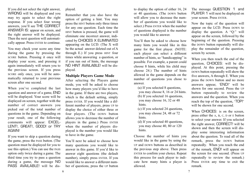 EXCALIBUR 458 The New York Times QuizMaster User Manual | Page 4 / 7