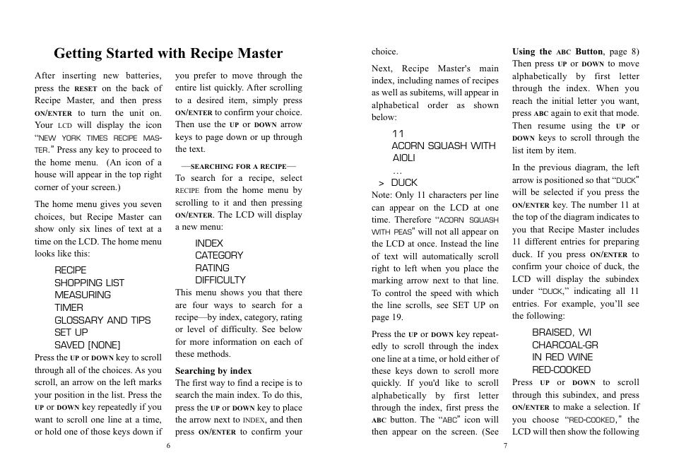 Getting started with recipe master | EXCALIBUR 457 The New York Times Recipe Master User Manual | Page 4 / 13