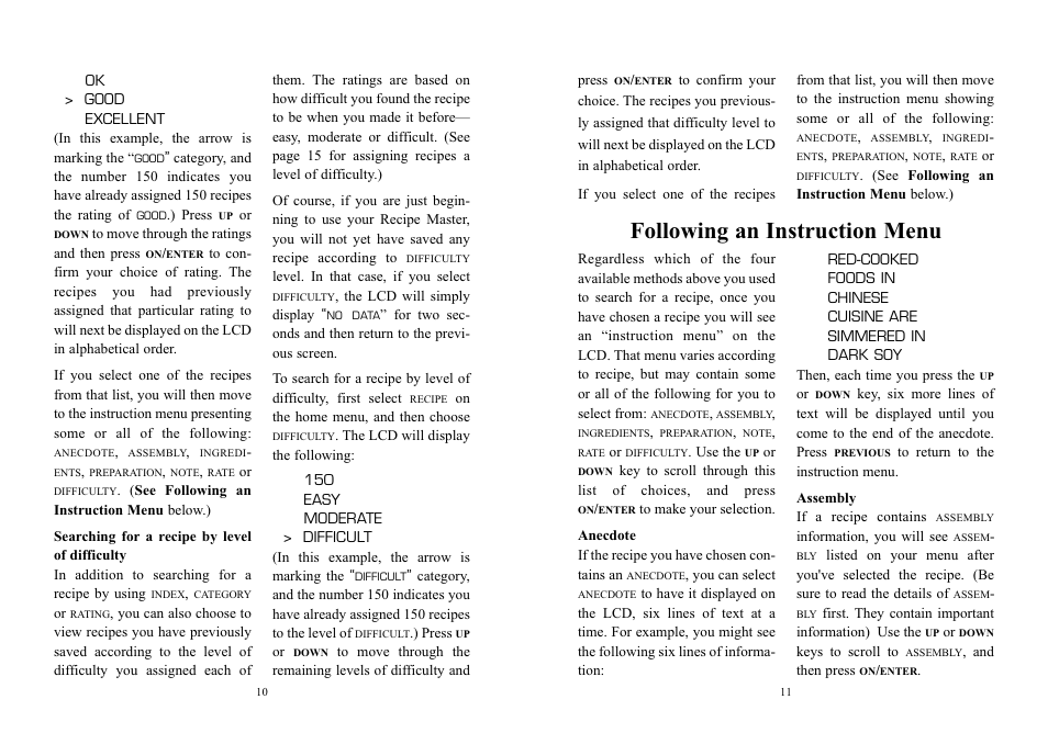 Following an instruction menu | EXCALIBUR 457 The New York Times Recipe Master User Manual | Page 6 / 13