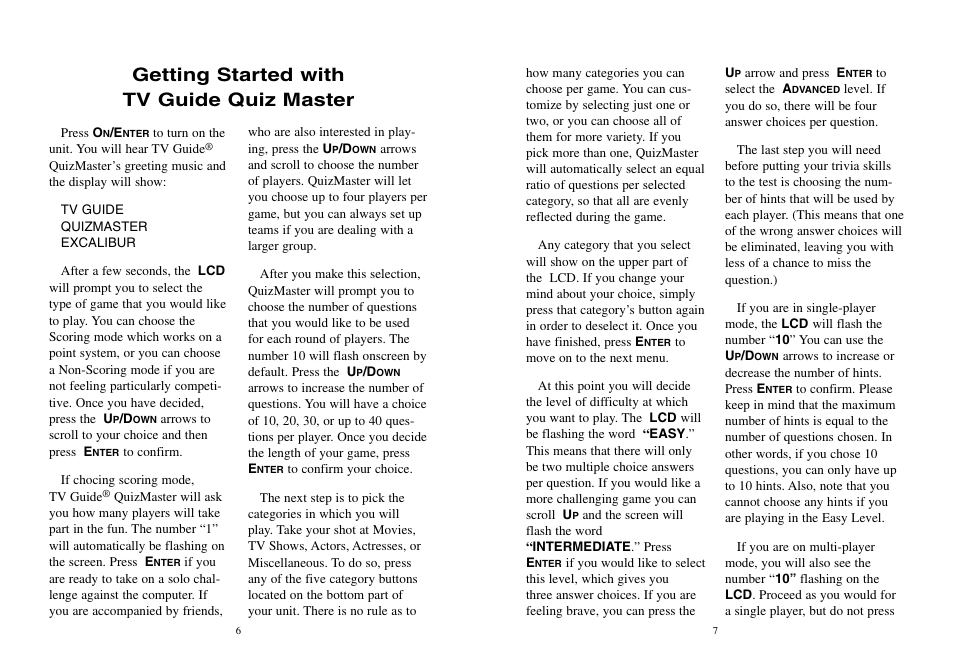 Getting started with tv guide quiz master | EXCALIBUR TV20 TV Guide Quiz Master User Manual | Page 4 / 8