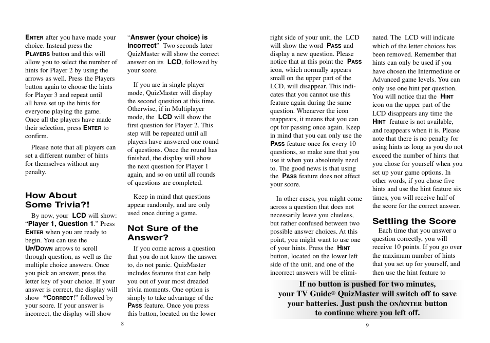 EXCALIBUR TV20 TV Guide Quiz Master User Manual | Page 5 / 8