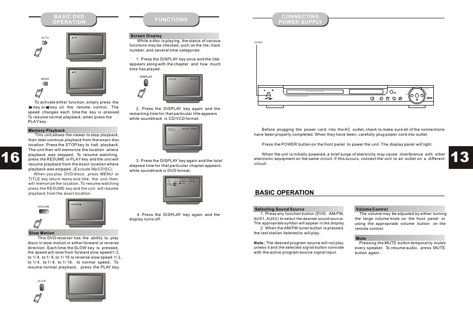 Т³гж 14, Down up, Basic operation | Curtis DVD6040 User Manual | Page 14 / 15