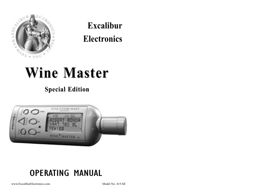 EXCALIBUR 415-SE04 Wine Master Special Edition User Manual | 11 pages