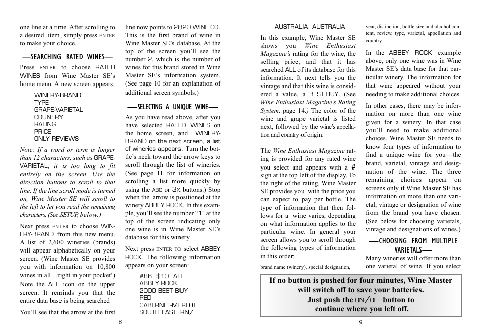 EXCALIBUR 415-SE04 Wine Master Special Edition User Manual | Page 5 / 11