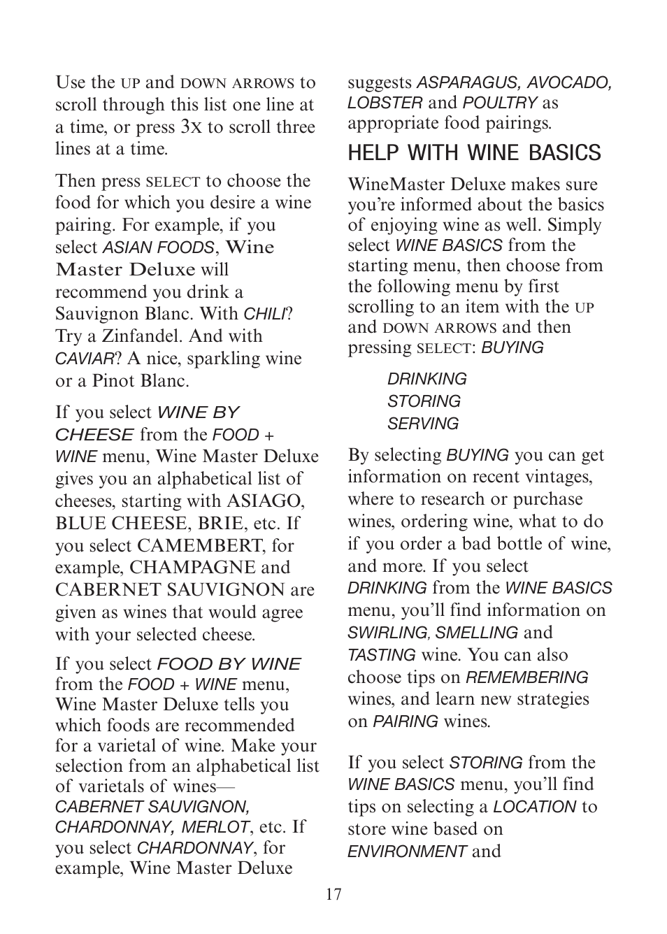 Help with wine basics | EXCALIBUR 415-06 Wine Master Deluxe Edition User Manual | Page 17 / 24