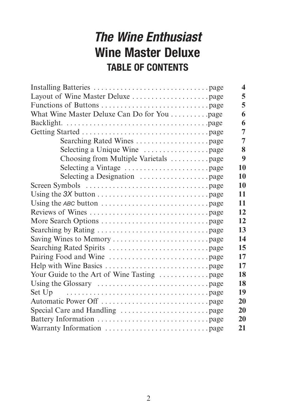 EXCALIBUR 415-06 Wine Master Deluxe Edition User Manual | Page 2 / 24