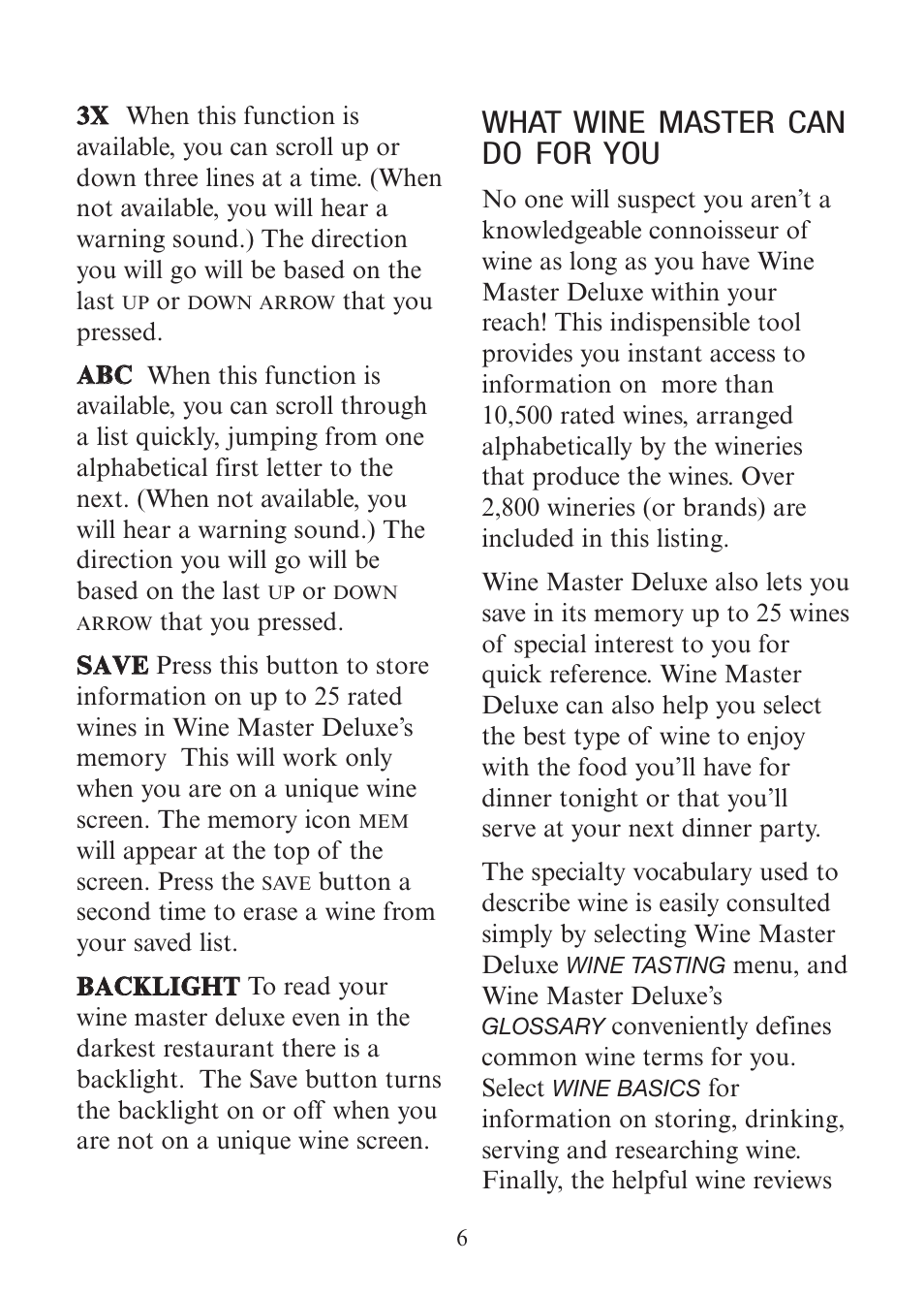 What wine master can do for you | EXCALIBUR 415-06 Wine Master Deluxe Edition User Manual | Page 6 / 24
