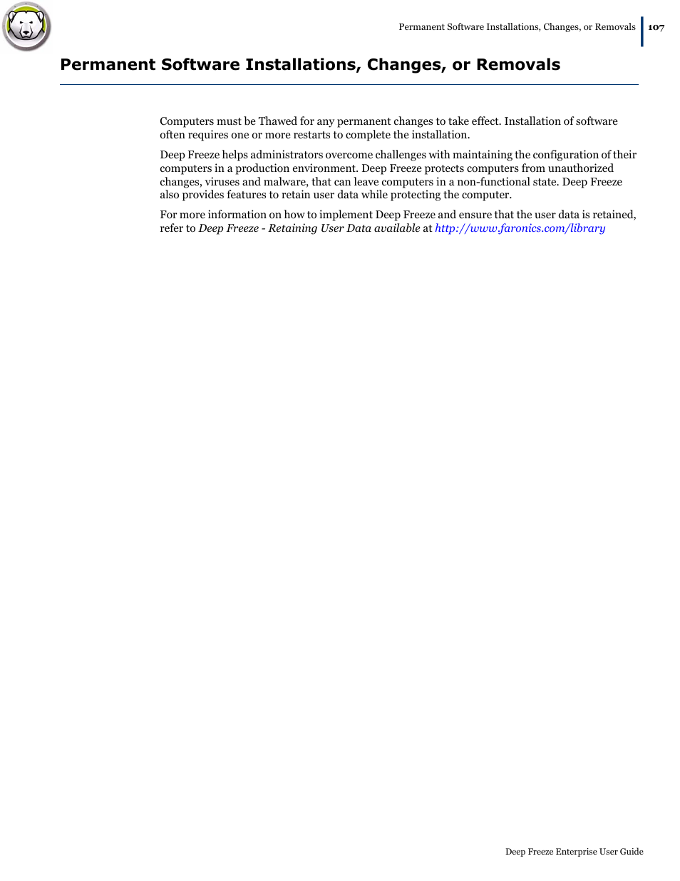 Faronics Deep Freeze Enterprise User Manual | Page 107 / 184