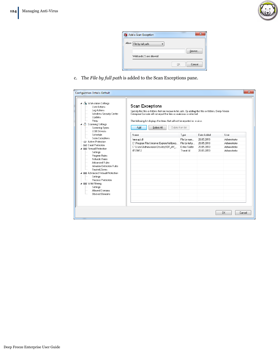 Faronics Deep Freeze Enterprise User Manual | Page 124 / 184