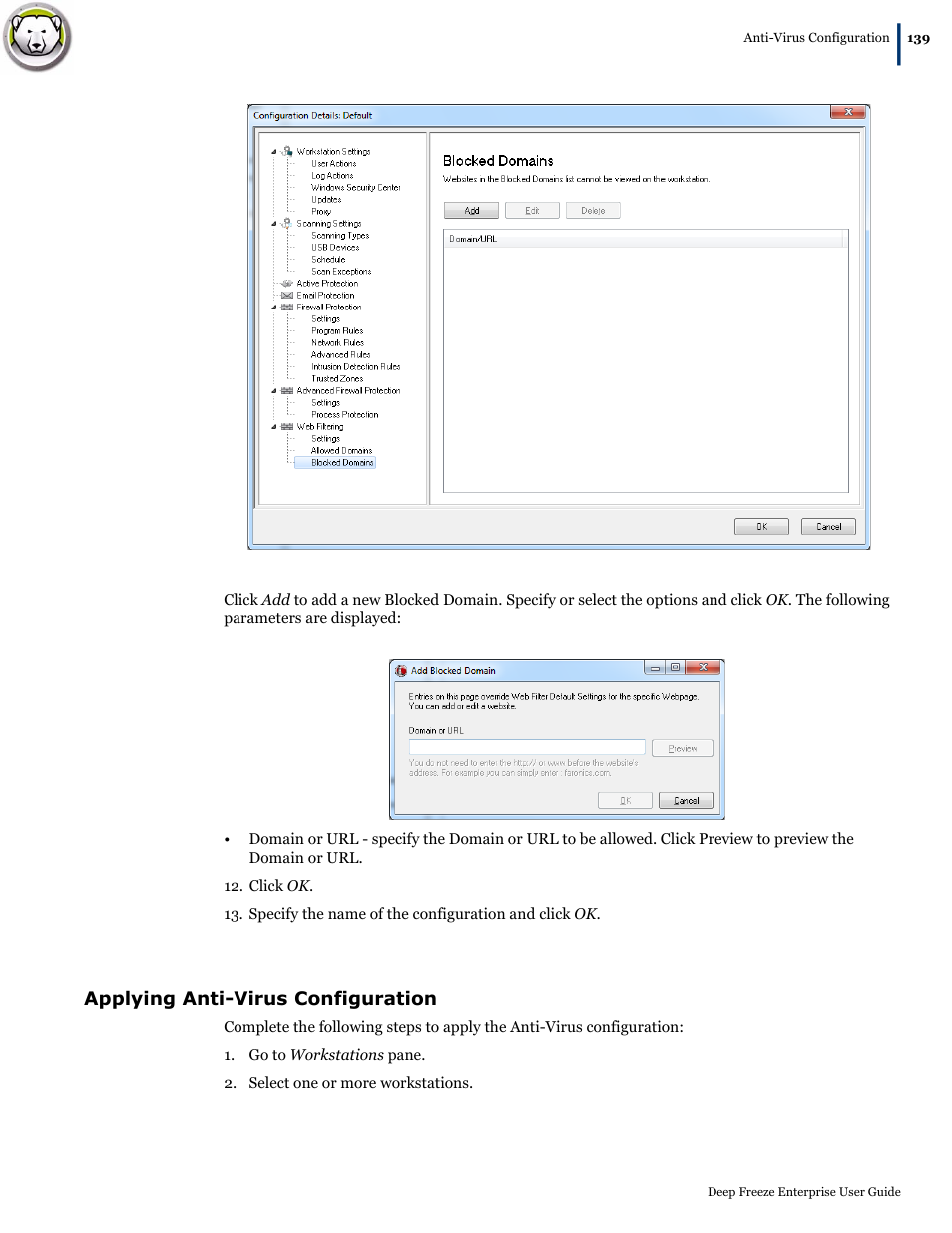 Applying anti-virus configuration | Faronics Deep Freeze Enterprise User Manual | Page 139 / 184