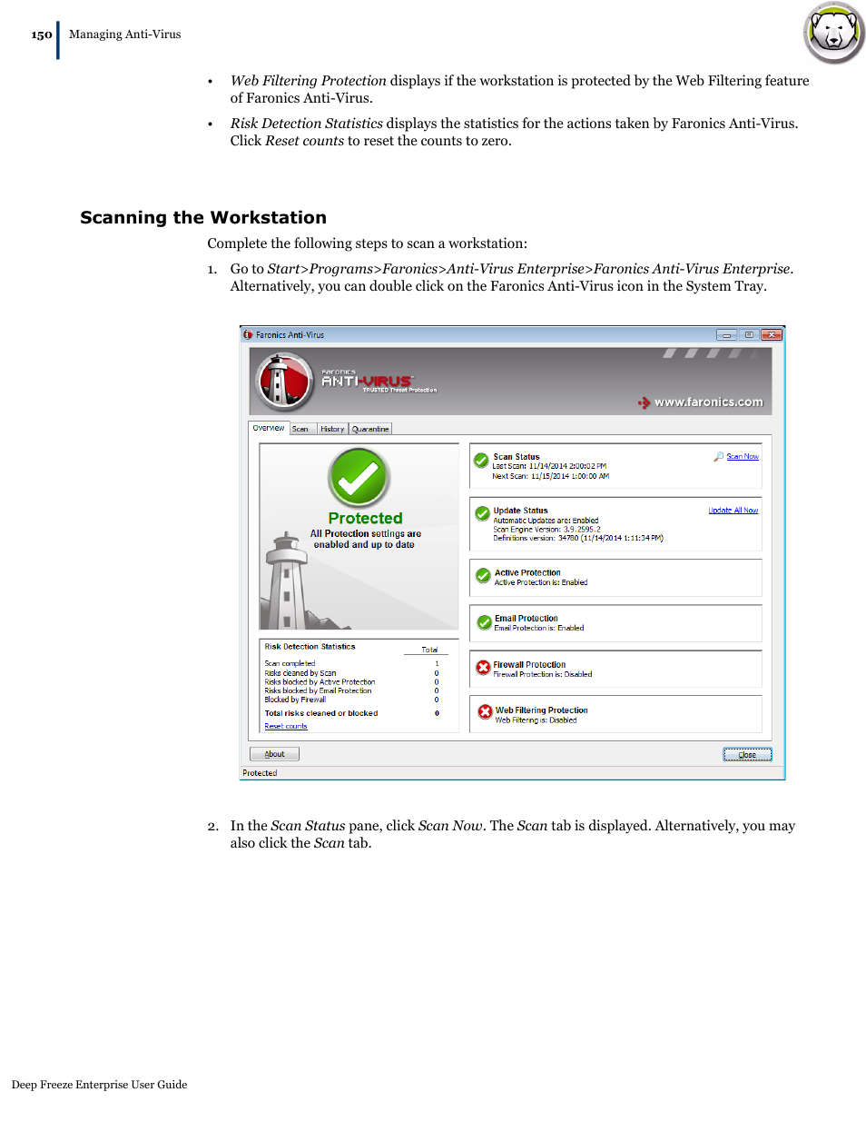 Scanning the workstation | Faronics Deep Freeze Enterprise User Manual | Page 150 / 184