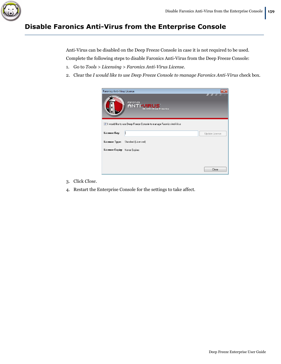 Faronics Deep Freeze Enterprise User Manual | Page 159 / 184