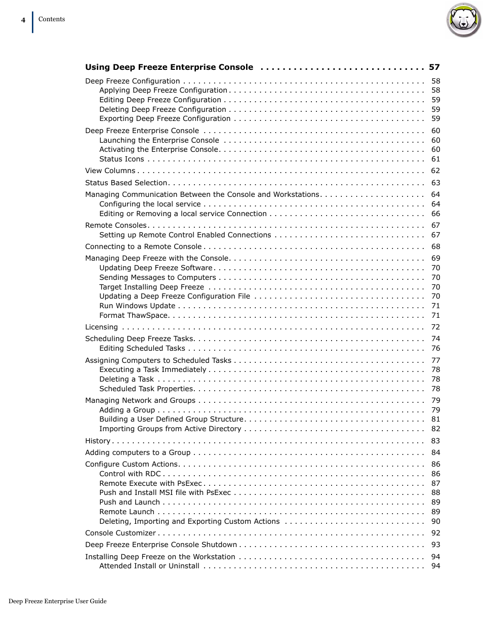 Faronics Deep Freeze Enterprise User Manual | Page 4 / 184