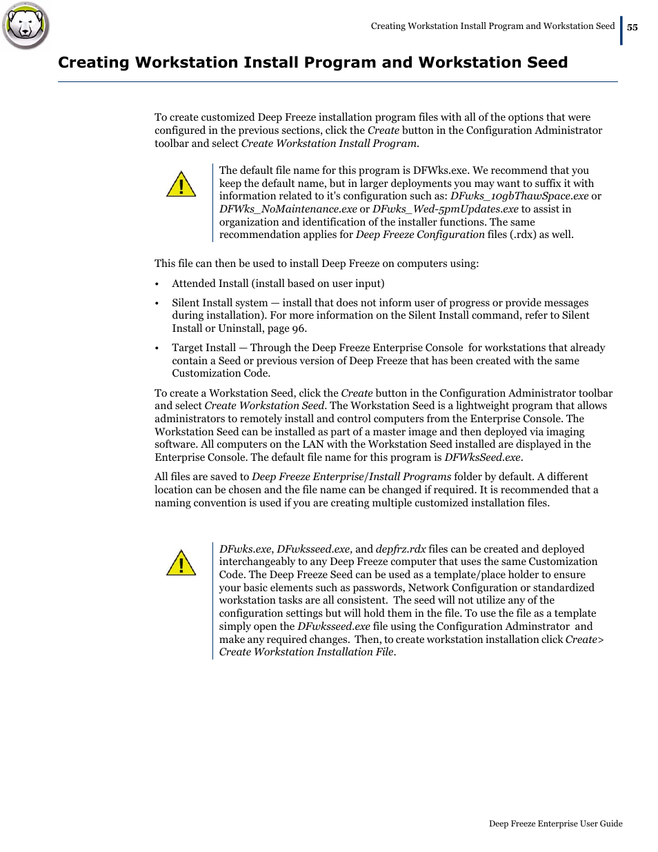 Faronics Deep Freeze Enterprise User Manual | Page 55 / 184