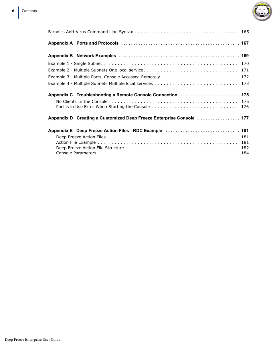 Faronics Deep Freeze Enterprise User Manual | Page 6 / 184