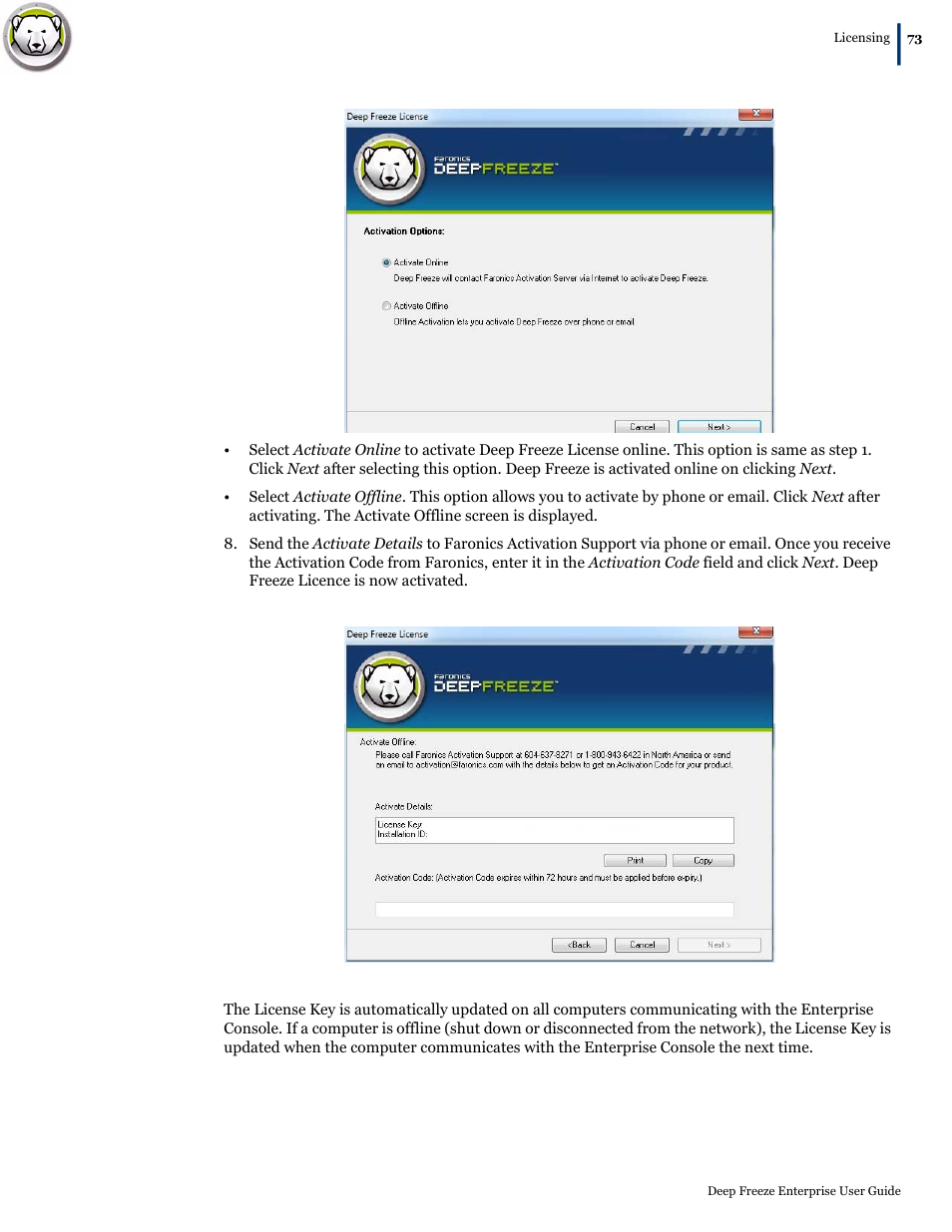 Faronics Deep Freeze Enterprise User Manual | Page 73 / 184