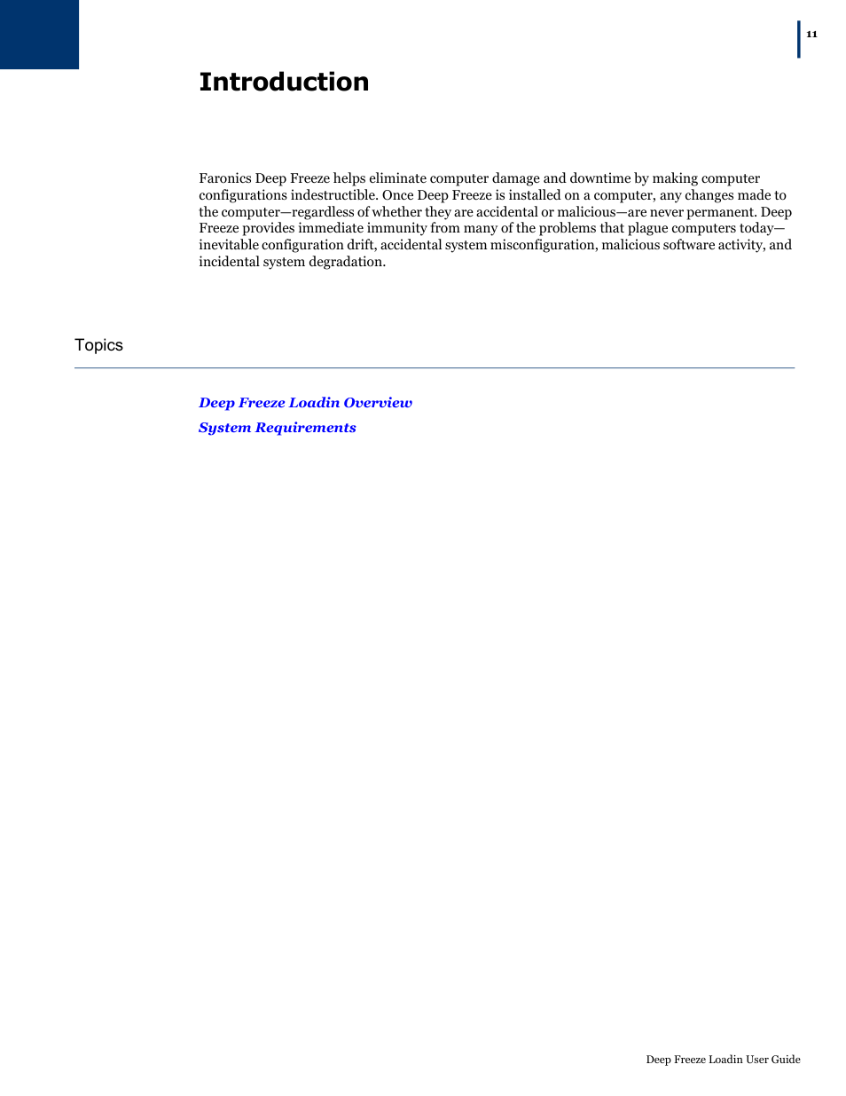 Introduction | Faronics Deep Freeze Loadin User Manual | Page 11 / 40