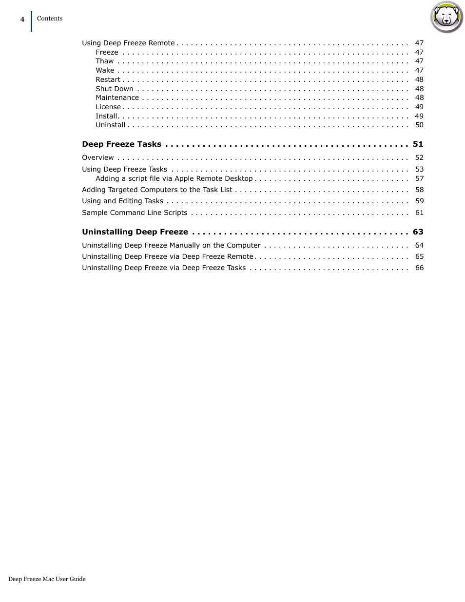 Faronics Deep Freeze Mac User Manual | Page 4 / 66