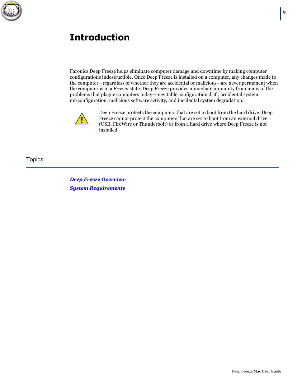 Introduction | Faronics Deep Freeze Mac User Manual | Page 9 / 66