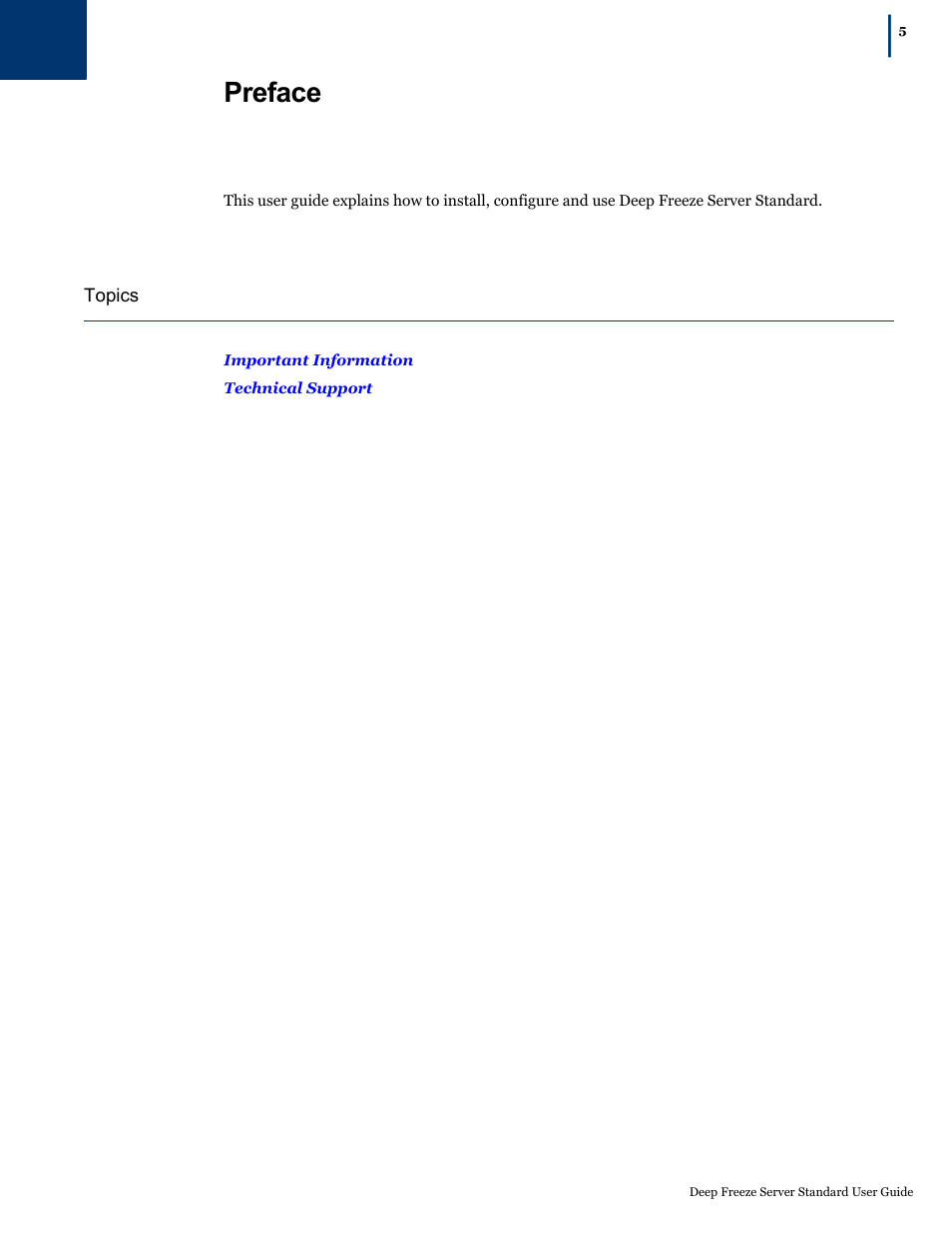 Preface | Faronics Deep Freeze Server Standard Edition User Manual | Page 5 / 28