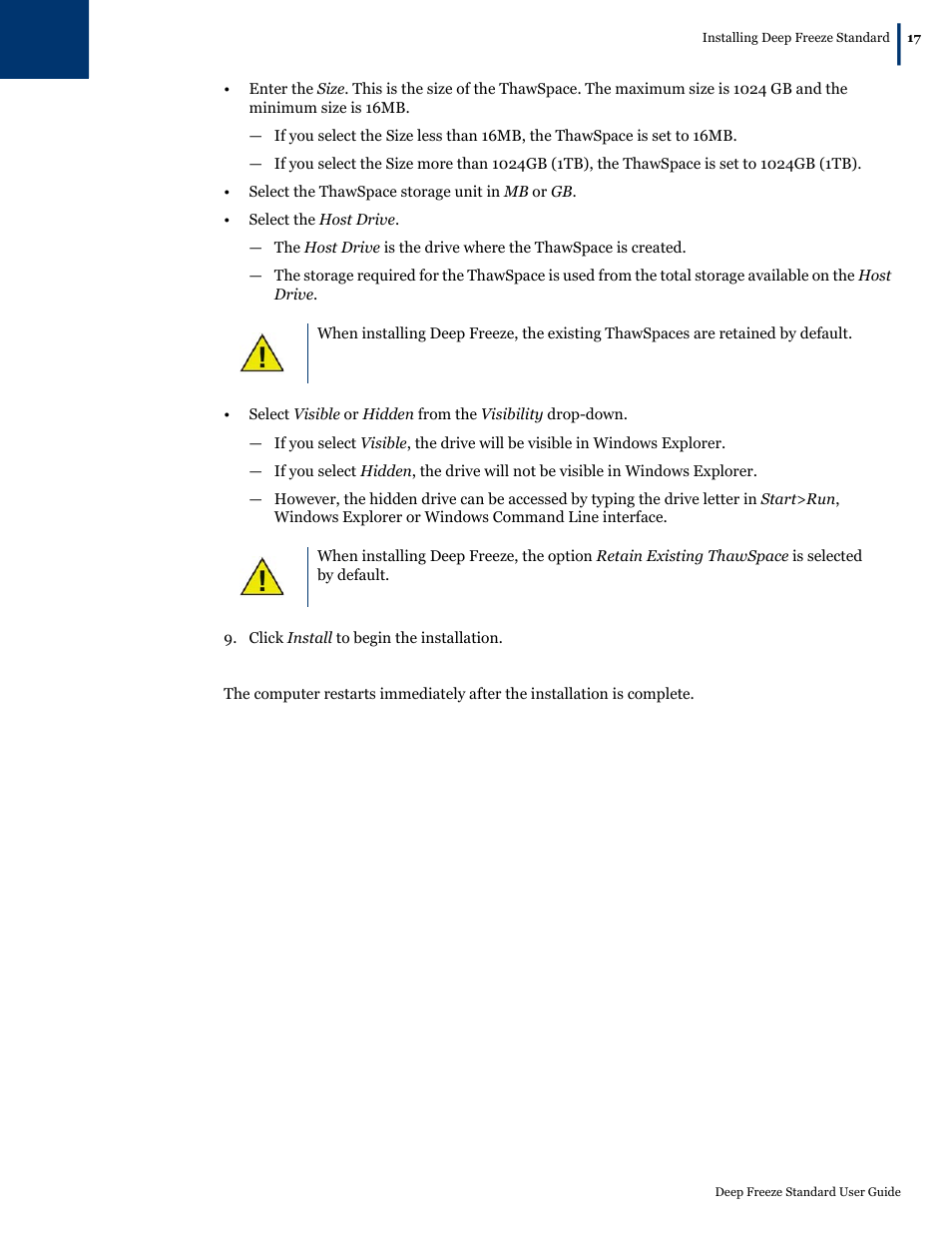 Faronics Deep Freeze Standard User Manual | Page 17 / 32
