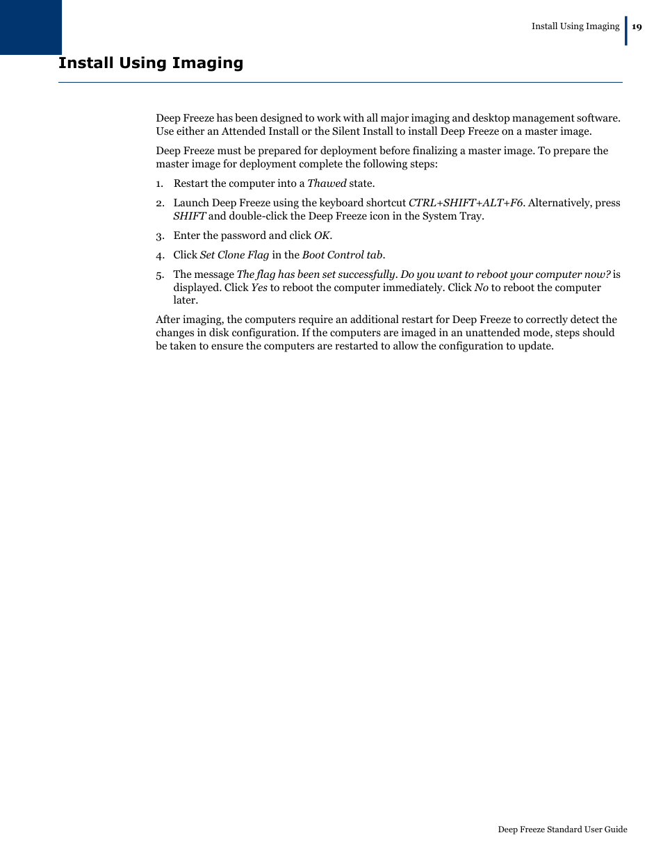 Install using imaging | Faronics Deep Freeze Standard User Manual | Page 19 / 32