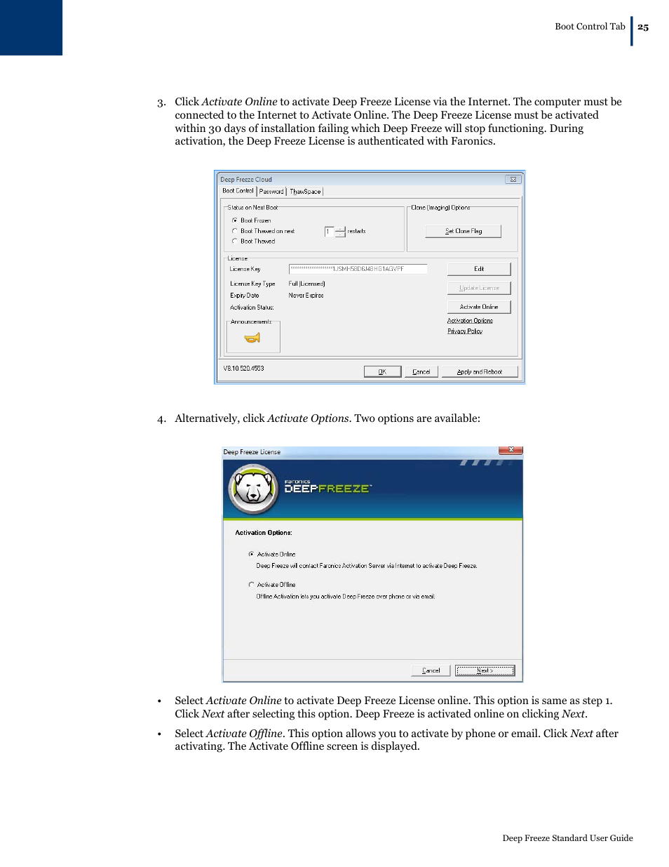 Faronics Deep Freeze Standard User Manual | Page 25 / 32